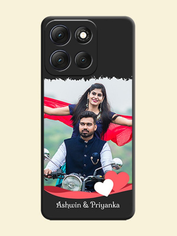 Pin Color Love Shaped Ribbon Design with Text On Space Black Custom Soft Matte Mobile Back Cover - Motorola G86 Power 5G