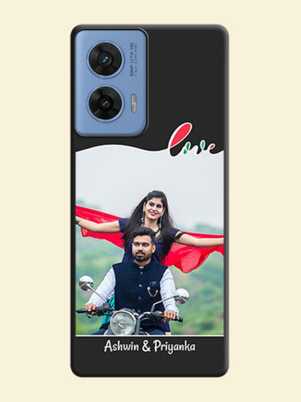 Fall in Love Pattern with Picture on Photo On Space Black Custom Soft Matte Mobile Back Cover - Motorola G96 5G