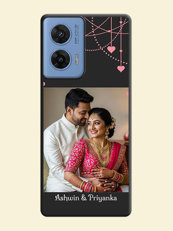 Pink Love Hangings with Text On Space Black Custom Soft Matte Mobile Back Cover - Motorola G96 5G