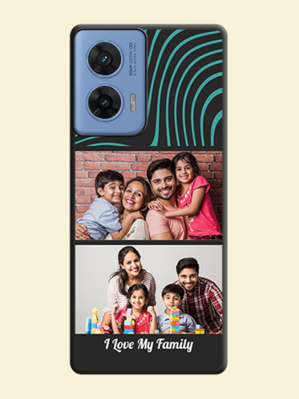 Wave Pattern with 2 Image Holder On Space Black Custom Soft Matte Mobile Back Cover - Motorola G96 5G