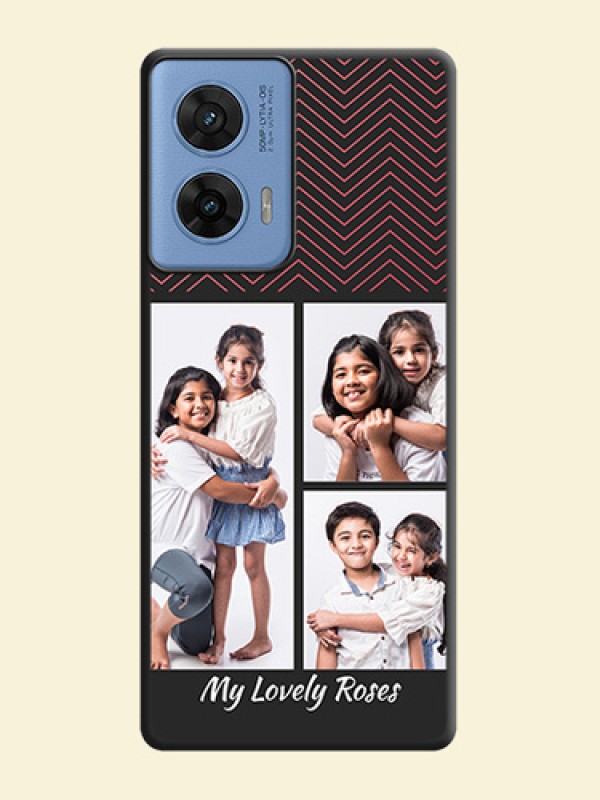 Wave Pattern with 3 Image Holder On Space Black Custom Soft Matte Mobile Back Cover - Motorola G96 5G