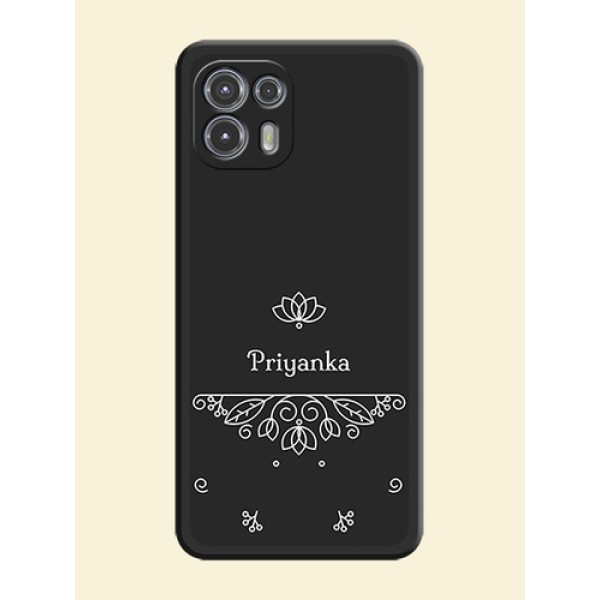 Lotus Garden Custom Text On Space Black Personalized Soft Matte Phone Covers -Motorola Moto Edge 20 Fusion 5G