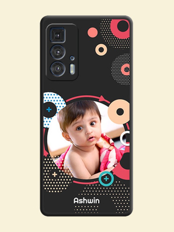 Multicoloured Round Image on Personalised Space Black Soft Matte Cases - Moto Edge 20 Pro