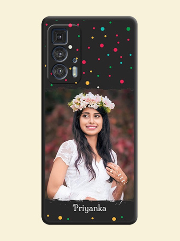 Multicolor Dotted Pattern with Text on Space Black Custom Soft Matte Phone Back Cover - Moto Edge 20 Pro