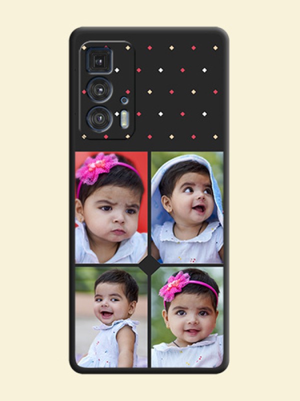 Multicolor Dotted Pattern with 4 Image Holder on Space Black Custom Soft Matte Phone Cases - Moto Edge 20 Pro