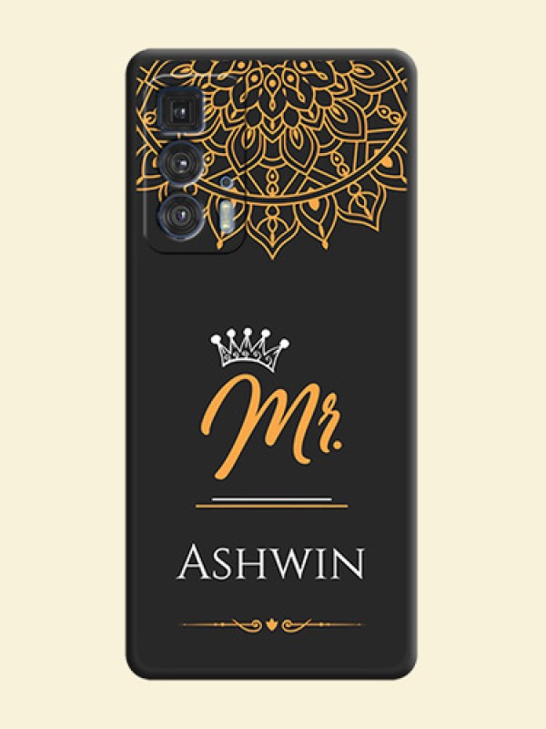 Mr Name with Floral Design  on Personalised Space Black Soft Matte Cases - Moto Edge 20 Pro