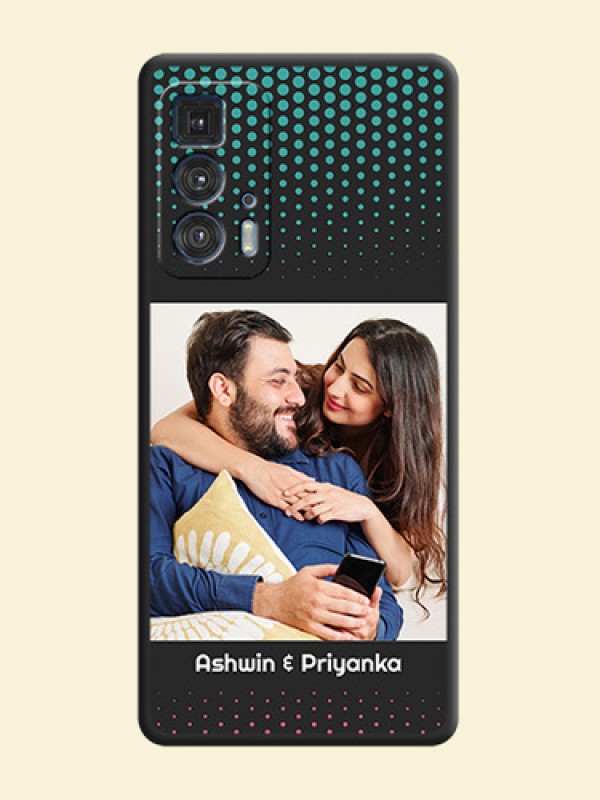 Faded Dots with Grunge Photo Frame and Text on Space Black Custom Soft Matte Phone Cases - Moto Edge 20 Pro