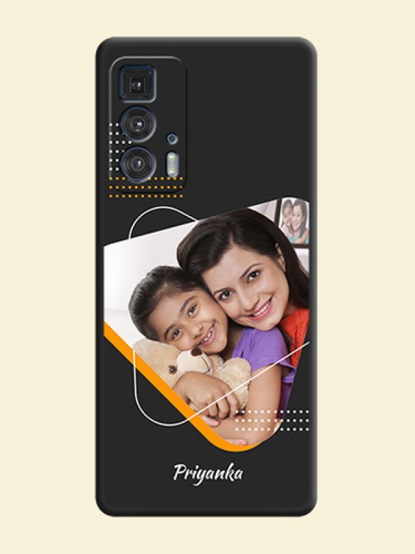 Yellow Triangle on Photo on Space Black Soft Matte Phone Cover - Moto Edge 20 Pro