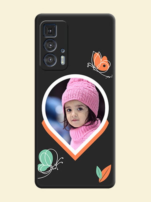 Upload Pic With Simple Butterly Design On Space Black Personalized Soft Matte Phone Covers -Motorola Moto Edge 20 Pro