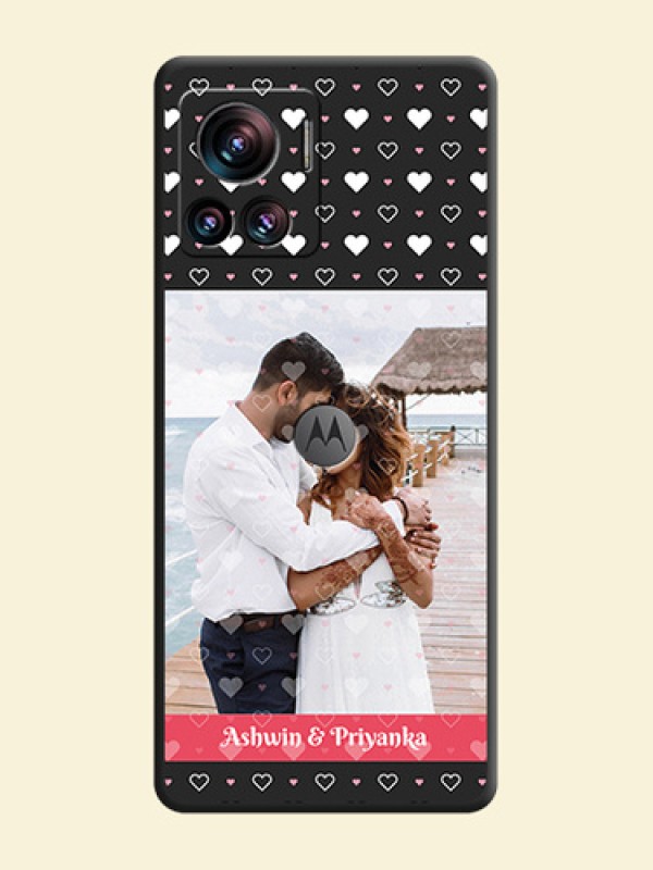 White Color Love Symbols with Text Design on Photo on Space Black Soft Matte Phone Cover - Motorola Moto Edge 30 Ultra