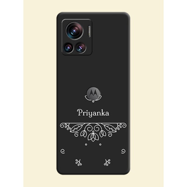Lotus Garden Custom Text On Space Black Personalized Soft Matte Phone Covers -Motorola Moto Edge 30 Ultra