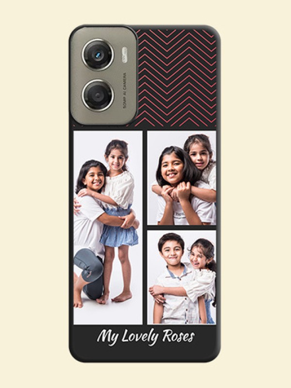 Wave Pattern with 3 Image Holder On Space Black Custom Soft Matte Mobile Back Cover - Motorola Moto G06 Power
