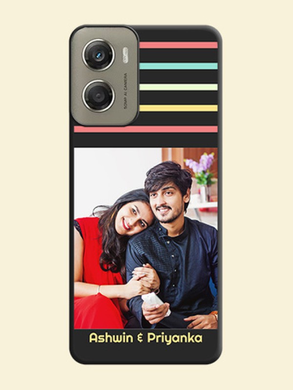 Color Stripes with Photo and Text on Photo On Space Black Custom Soft Matte Mobile Back Cover - Motorola Moto G06 Power