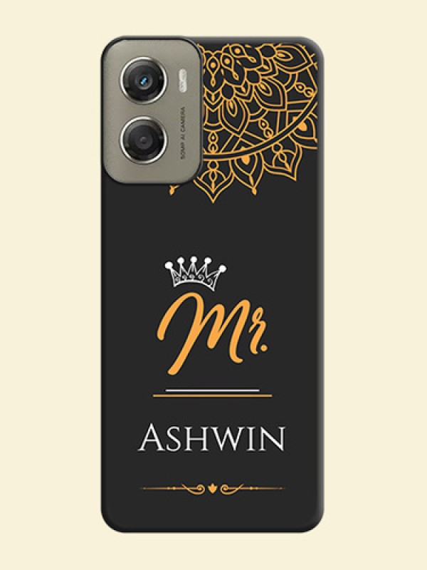 Mr Name with Floral Design On Space Black Custom Soft Matte Mobile Back Cover - Motorola Moto G06 Power