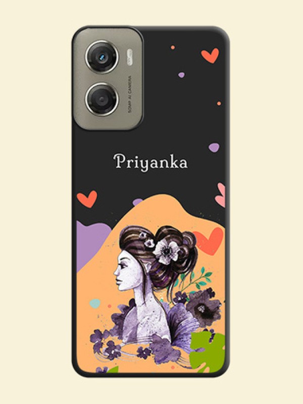 Namecase For Her With Fancy Lady Image On Space Black Custom Soft Matte Mobile Back Cover - Motorola Moto G06 Power