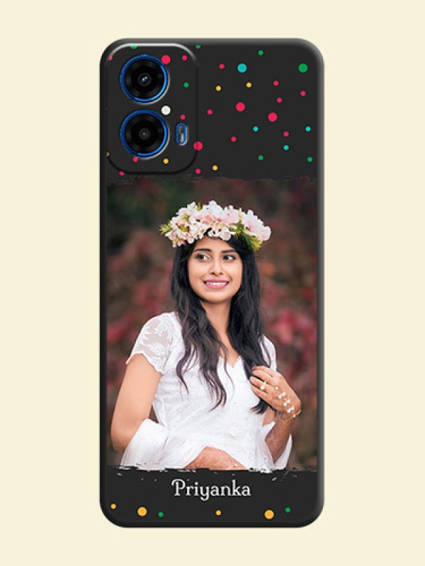 Multicolor Dotted Pattern with Text On Space Black Custom Soft Matte Mobile Back Cover - Motorola Moto G45 5G