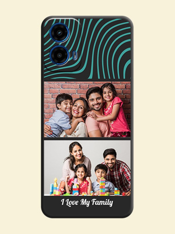 Wave Pattern with 2 Image Holder On Space Black Custom Soft Matte Mobile Back Cover - Motorola Moto G45 5G