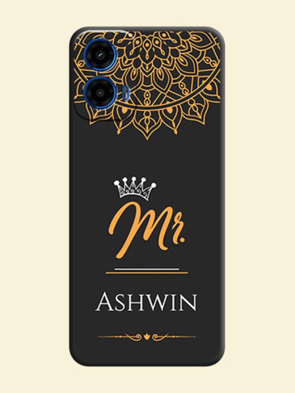 Mr Name with Floral Design On Space Black Custom Soft Matte Mobile Back Cover - Motorola Moto G45 5G