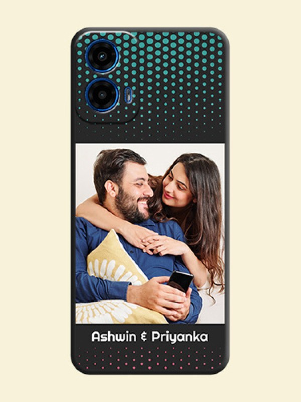 Faded Dots with Grunge Photo Frame and Text On Space Black Custom Soft Matte Mobile Back Cover - Motorola Moto G45 5G