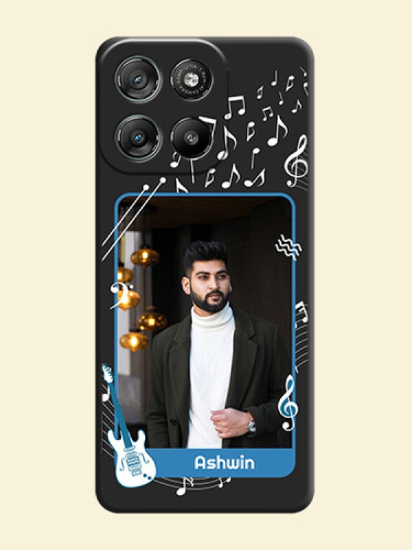Musical Theme Design with Text on Photo On Space Black Custom Soft Matte Mobile Back Cover - Motorola Moto G57 Power