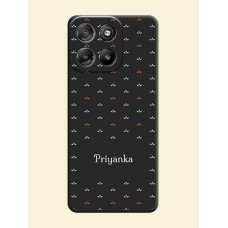 Simple Pattern With Custom Text On Space Black Custom Soft Matte Mobile Back Cover - Motorola Moto G57 Power