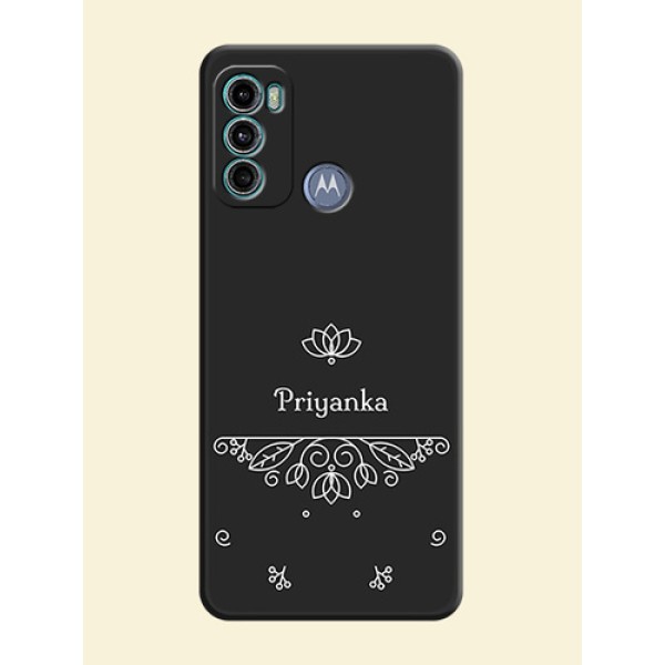 Lotus Garden Custom Text On Space Black Personalized Soft Matte Phone Covers -Motorola Moto G60