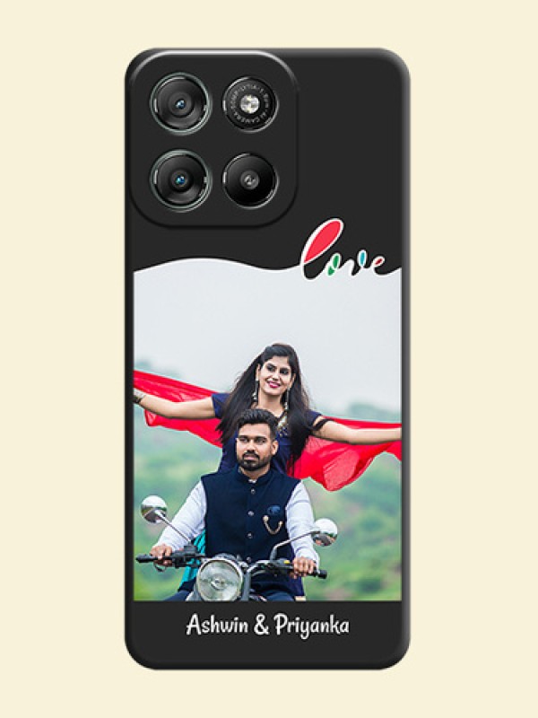 Fall in Love Pattern with Picture on Photo On Space Black Custom Soft Matte Mobile Back Cover - Motorola Moto G67 Power