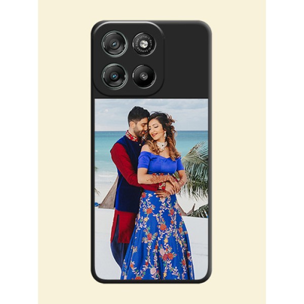 Image Upload With Space Black Color On Custom Soft Matte Mobile Back Cover - Motorola Moto G67 Power