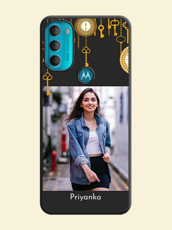 Decorative Design with Text on Space Black Custom Soft Matte Back Cover - Moto G71 5G