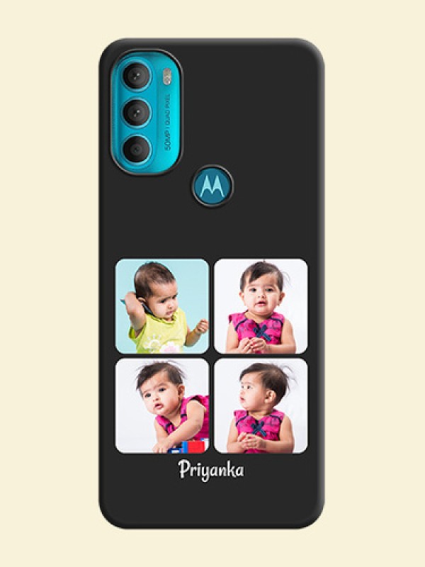 Floral Art with 6 Image Holder on Photo on Space Black Soft Matte Mobile Case - Moto G71 5G