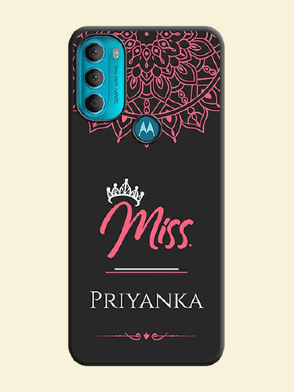 Mrs Name with Floral Design on Space Black Personalized Soft Matte Phone Covers - Moto G71 5G