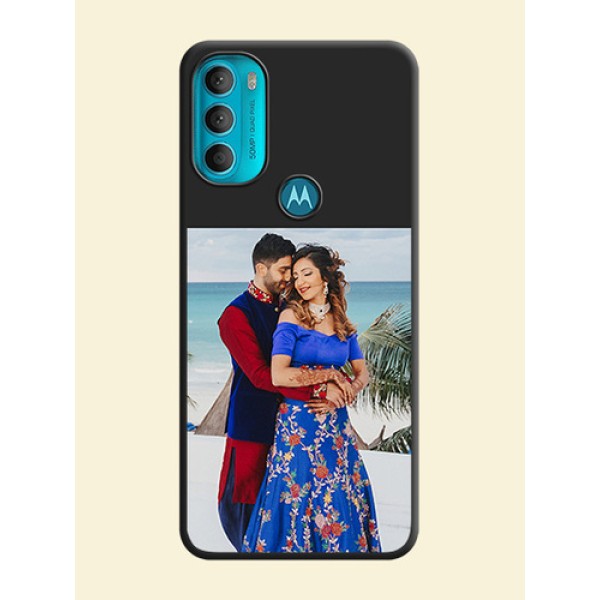 Image Upload With Space Black Color On Custom Soft Matte Mobile Back Cover - Motorola Moto G71 5G