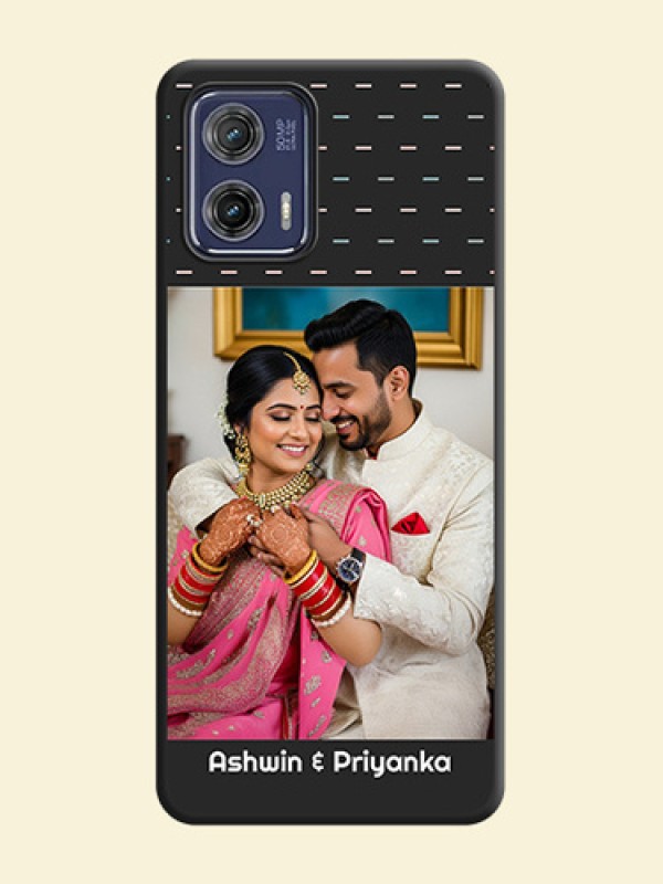 Line Pattern Design with Text on Space Black Custom Soft Matte Phone Back Cover - Moto G73 5G