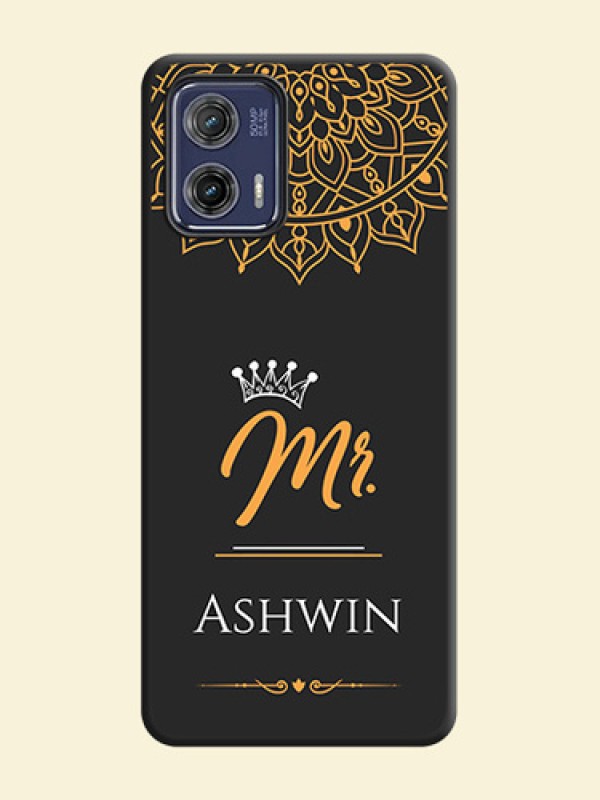 Mr Name with Floral Design  on Personalised Space Black Soft Matte Cases - Moto G73 5G