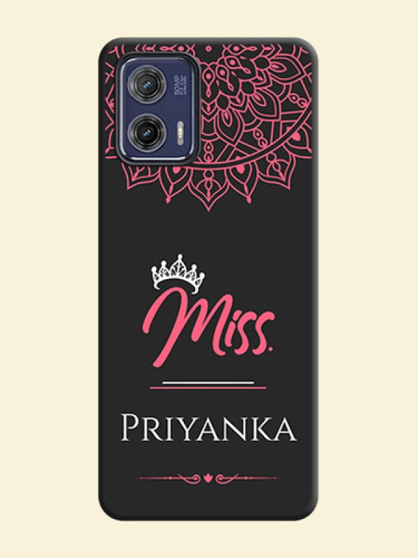Mrs Name with Floral Design on Space Black Personalized Soft Matte Phone Covers - Moto G73 5G