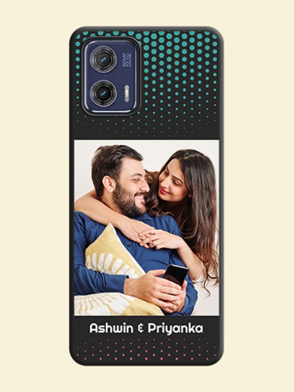 Faded Dots with Grunge Photo Frame and Text on Space Black Custom Soft Matte Phone Cases - Moto G73 5G