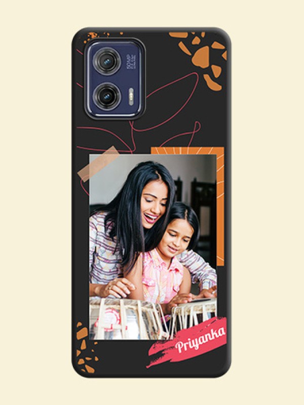 Orange Photo Frame on Space Black Custom Soft Matte Phone Back Cover - Moto G73 5G