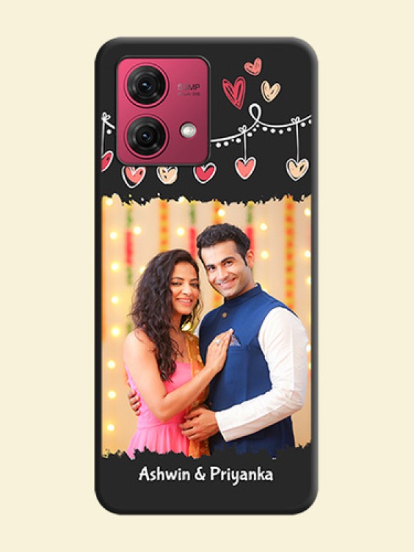 Pink Love Hangings with Name on Space Black Custom Soft Matte Phone Cases - Motorola Moto G84 5G