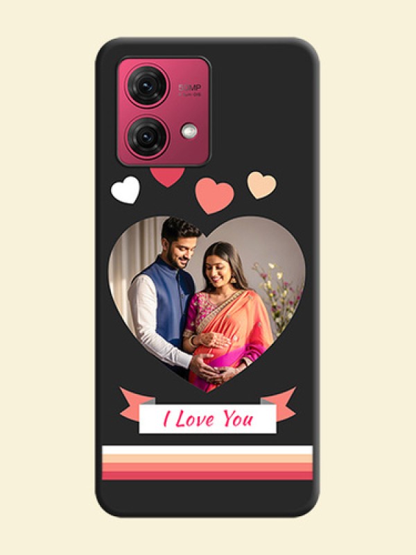 Love Shaped Photo with Colorful Stripes on Personalised Space Black Soft Matte Cases - Motorola Moto G84 5G