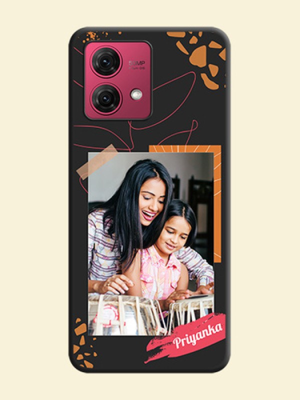 Orange Photo Frame on Space Black Custom Soft Matte Phone Back Cover - Motorola Moto G84 5G