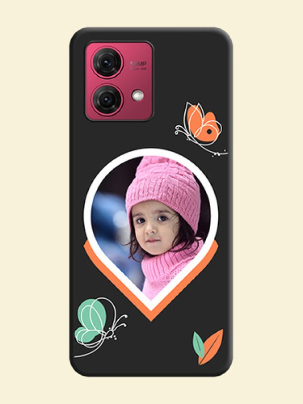 Upload Pic With Simple Butterly Design On Space Black Personalized Soft Matte Phone Covers - Motorola Moto G84 5G
