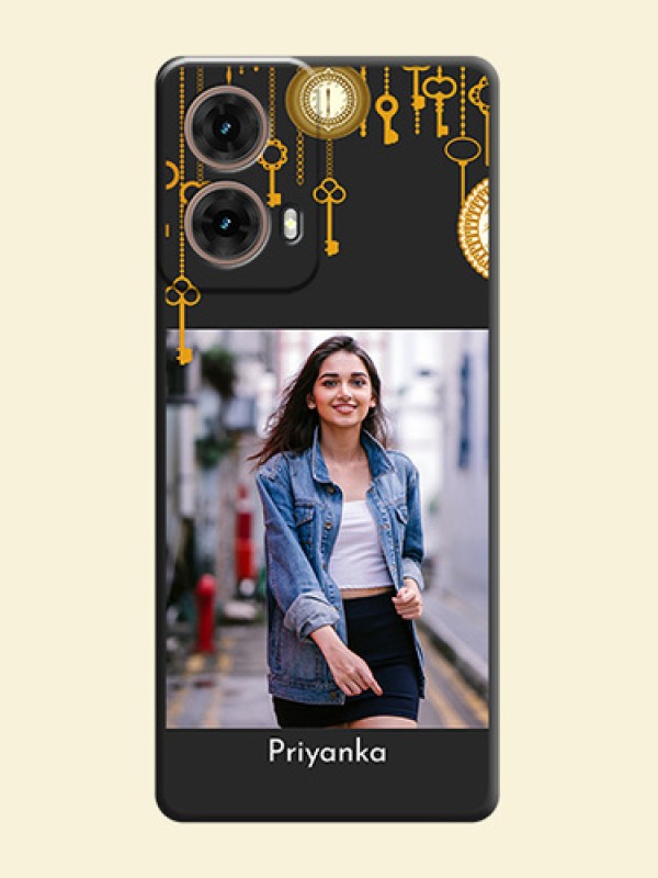 Decorative Design with Text On Space Black Custom Soft Matte Mobile Back Cover - Motorola Moto G85 5G