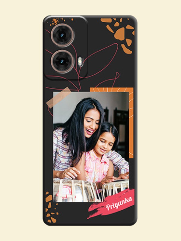 Orange Photo Frame On Space Black Custom Soft Matte Mobile Back Cover - Motorola Moto G85 5G
