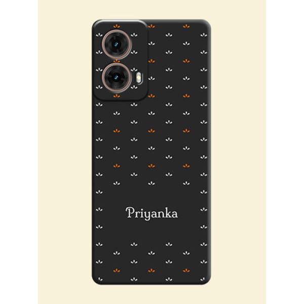 Simple Pattern With Custom Text On Space Black Custom Soft Matte Mobile Back Cover - Motorola Moto G85 5G