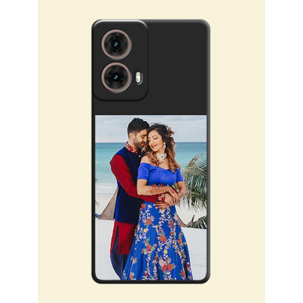 Image Upload With Space Black Color On Custom Soft Matte Mobile Back Cover - Motorola Moto G85 5G