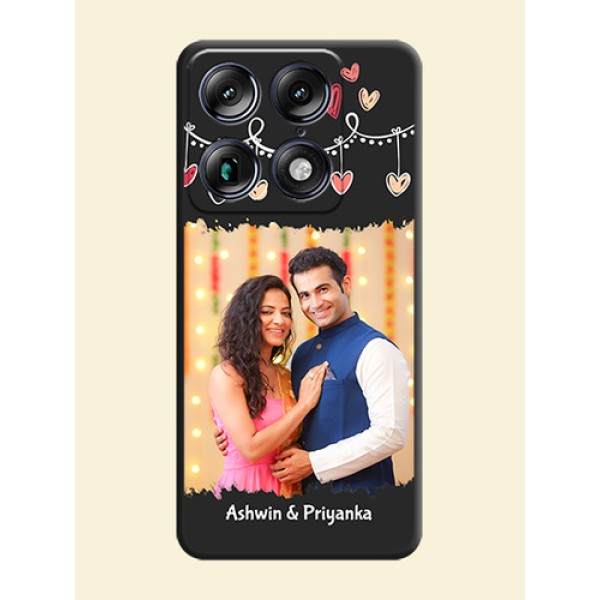 Pink Love Hangings with Name On Space Black Custom Soft Matte Mobile Back Cover - Motorola Signature 5G Pink Love Hangings with Name On Space Black Custom Soft Matte Mobile Back Cover - Motorola Signature 5G