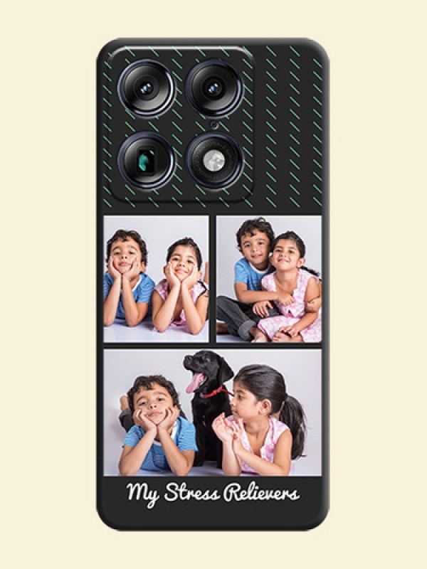 Cross Dotted Pattern with 2 Image Holder On Space Black Custom Soft Matte Mobile Back Cover - Motorola Signature 5G