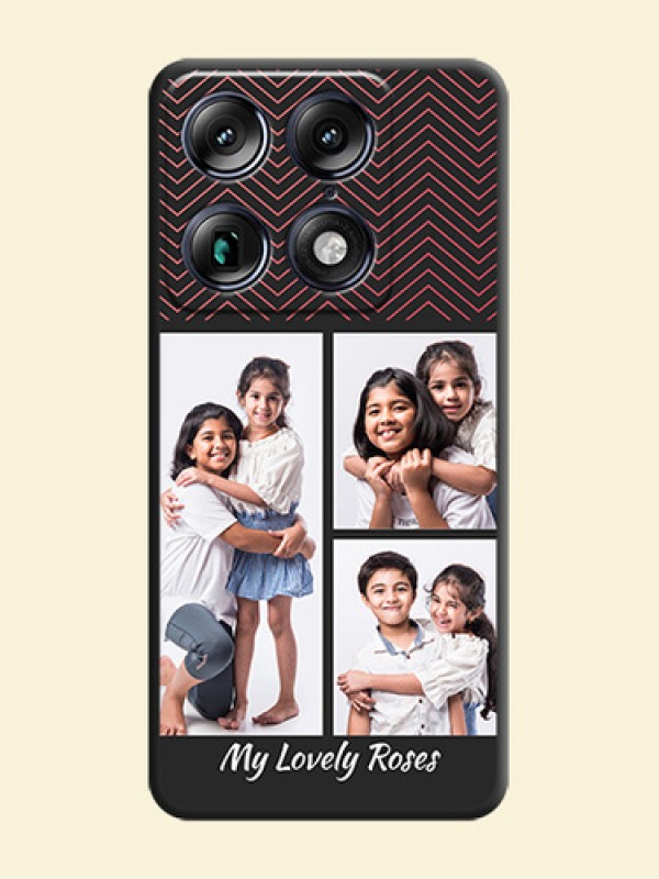 Wave Pattern with 3 Image Holder On Space Black Custom Soft Matte Mobile Back Cover - Motorola Signature 5G
