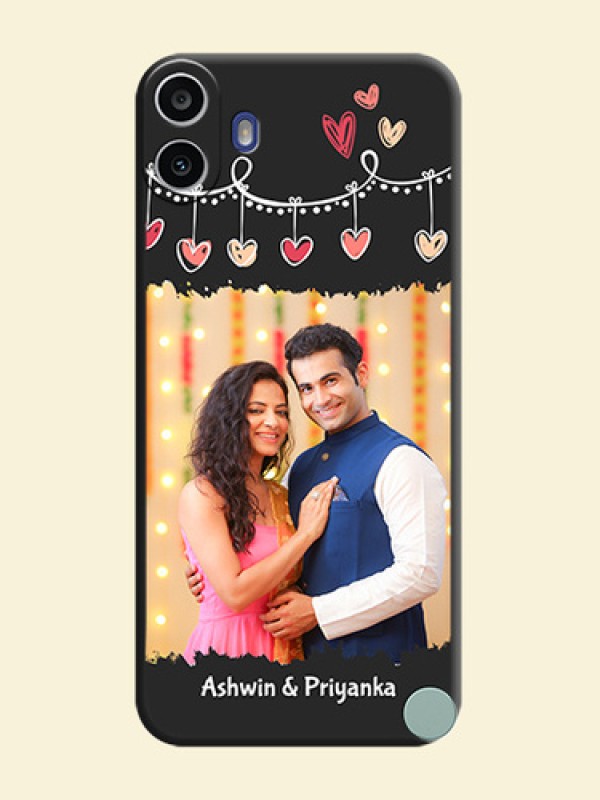 Pink Love Hangings with Name On Space Black Custom Soft Matte Mobile Back Cover - Nothing Cmf Phone 1