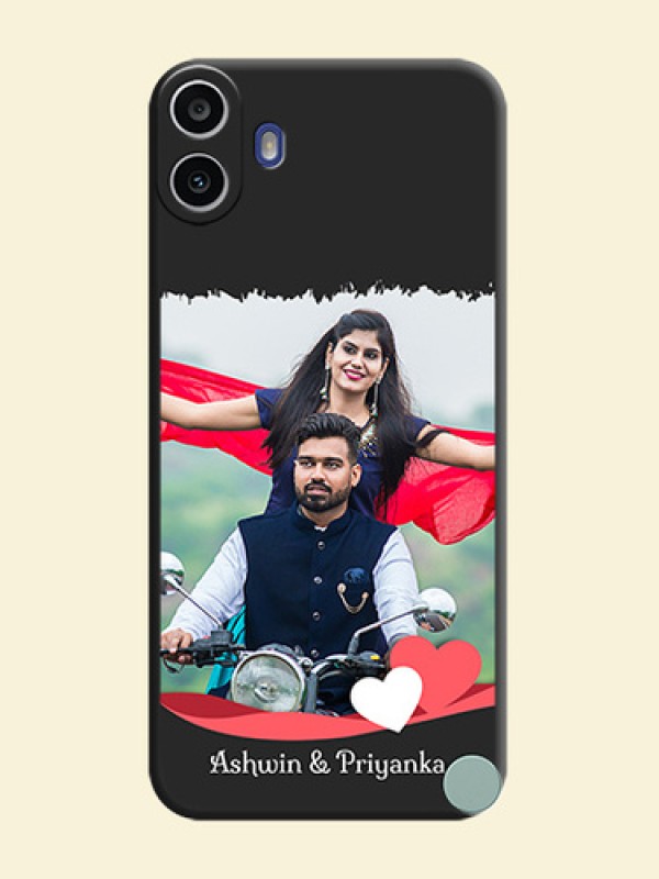 Pin Color Love Shaped Ribbon Design with Text On Space Black Custom Soft Matte Mobile Back Cover - Nothing Cmf Phone 1